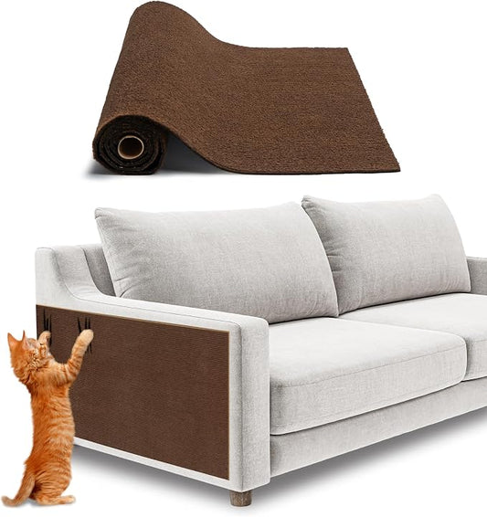 Best Pet Supplies Catify Cat Scratcher, Fun Interactive Scratchers, Posts, Poles, Claw Safe, Furniture Saver Indoor Play Support Natural Cat Behaviors Heavy Duty - Brown Mat - L: 39"