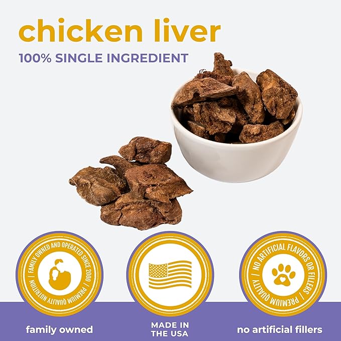 Momentum Carnivore Nutrition Freeze-Dried Chicken Liver Dog Treats & Cat Treats – Single-Ingredient, High-Protein, Grain-Free, Naturally Flavorful – Made in USA – 3.5 oz Bag