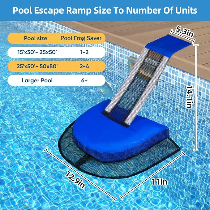 LCHUANG Pro Pool Animal Escape Ramp-2Pcs Floating Frog Saver Log for Swimming Pools,Durable Critter Ramp,Summer Small Animal Rescue,Escape Platform,Prevent Drowning with Easy Installation (Blue-2Pack)