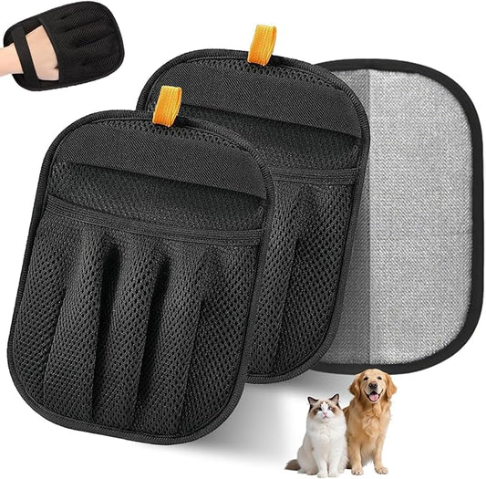 Bumilily 2 Packs Electrostatic Pet Hair Remover Glove for Dogs and Cats – Reusable Brush Pet Hair Removal Glove for Furniture, Car Interiors, Bedding & Clothing