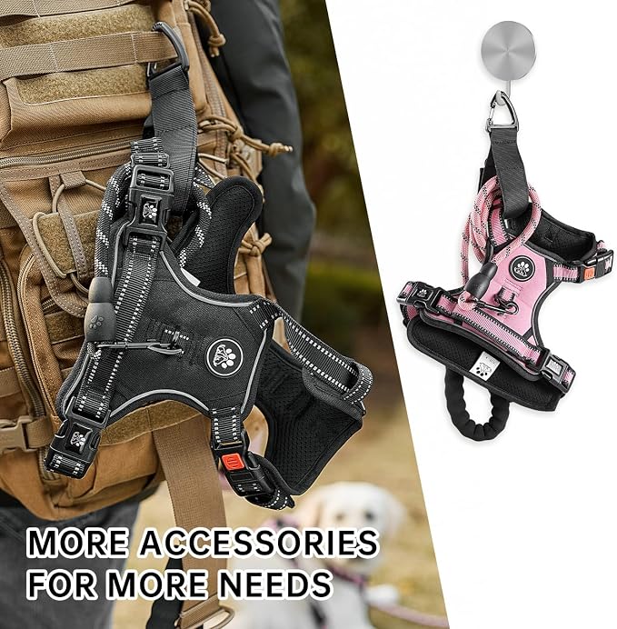 NESTROAD Dog Harness for Large Dogs,No Pull Dog Vest Harness with Leash,Reflective Adjustable Pet Harness with Easy Control Soft Handle (Large,Pink)