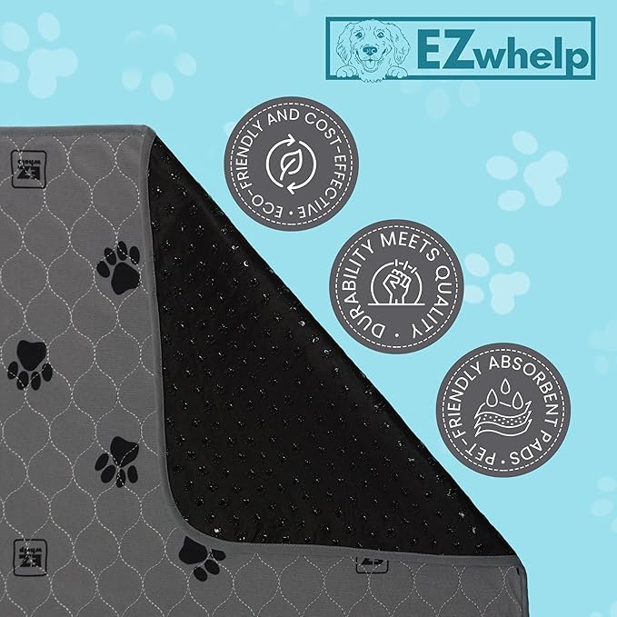 EZwhelp Reusable Quick Dry Pad - Waterproof Pet Pee Pads Washable for Large Dogs - Non-Slip Dog Training Pads, Fast Absorbent - Reusable Potty Pads for Cats and Dogs - 48" x 60" Pack of 2