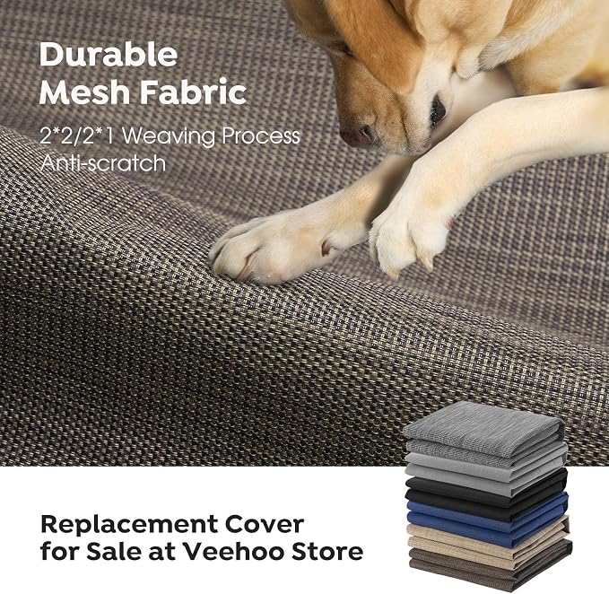 Veehoo Outdoor Elevated Dog Bed Large Sized Dogs, Cooling Raised Dog Cots | Off-ground training platform, portable camping hammock, breathable mesh, easy to clean, no-tool setup, 45"x33", Brown