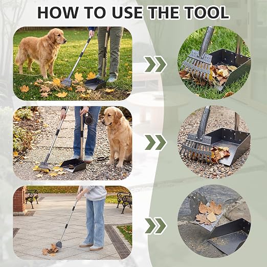 Lounsweer Dog Poop Trash Can Outside, 20L/5.3 Gallon Stainless Steel Dog Waste Can with Foot Pedal, Removable Inner Bucket, 3-Piece Pooper Scooper Set, 6 Activated Carbon Filters & 50 Waste Bags