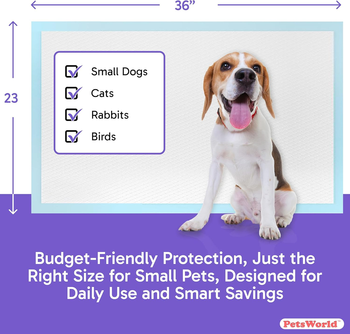 PETSWORLD Puppy Pads, 23x36 Inch, 1800 Count - Puppy Pee Pads for Dogs, Tear Resistant, Economy Value, Super-Absorbent Polymer Gel Core, Perfect for Puppies, Smaller Dogs