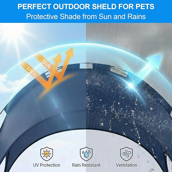 Elevated Dog Bed with Canopy, 42in Raised Pet Cot Large Sized Dog | Outdoor Dog Bed, Removable Sun Shade, Orthopedic, For Medium/Large Dogs up to 70lbs, Breathable Mesh,Camping Beach Backyard