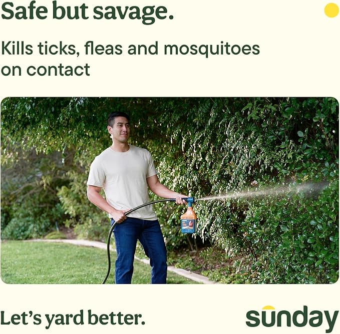Sunday Nix Ticks - Tick Control Spray - Ready-to-Use - Concentrated Cedar Oil - Helps Kill Ticks, Tick Larvae, Fleas, and Mosquitos - Lasts up to 4 Weeks - 32 Fl Oz, 2-Pack