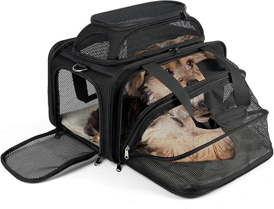 pidipiti top and 1 Side Expandable, 17x11x11 Soft-Sided pet Carrier, TSA and American/Delta/United Airline Approved,for Small Dog/Puppy/cat underseat in Airplane and Vet.
