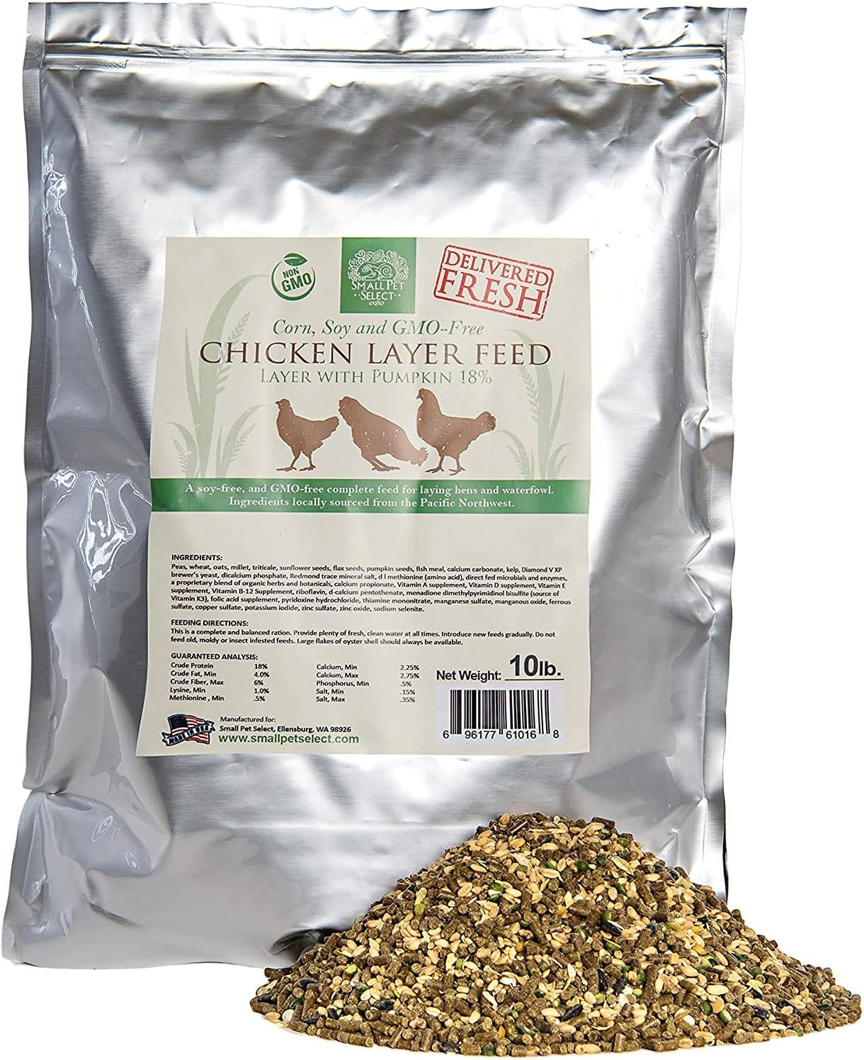 Small Pet Select Chicken Layer Feed, Non-GMO, Corn Free, Soy Free, 18% Protein,10 lb