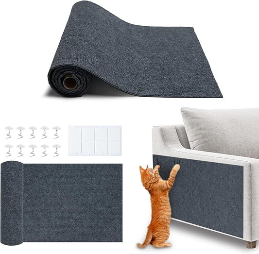 Best Pet Supplies Catify Cat Scratcher, Fun Interactive Scratchers, Posts, Poles, Claw Safe, Furniture Saver Indoor Play Support Natural Cat Behaviors Heavy Duty - Gray Mat - L: 78"