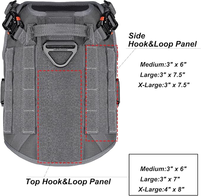 ICEFANG Tactical Dog Harness for Medium Dogs,Full Metal Buckles Dog Vest | with MOLLE, Reflective,Adjustable,2 Leash Clips,Control Handle,No Pull,Soft Padded,Grey,Medium