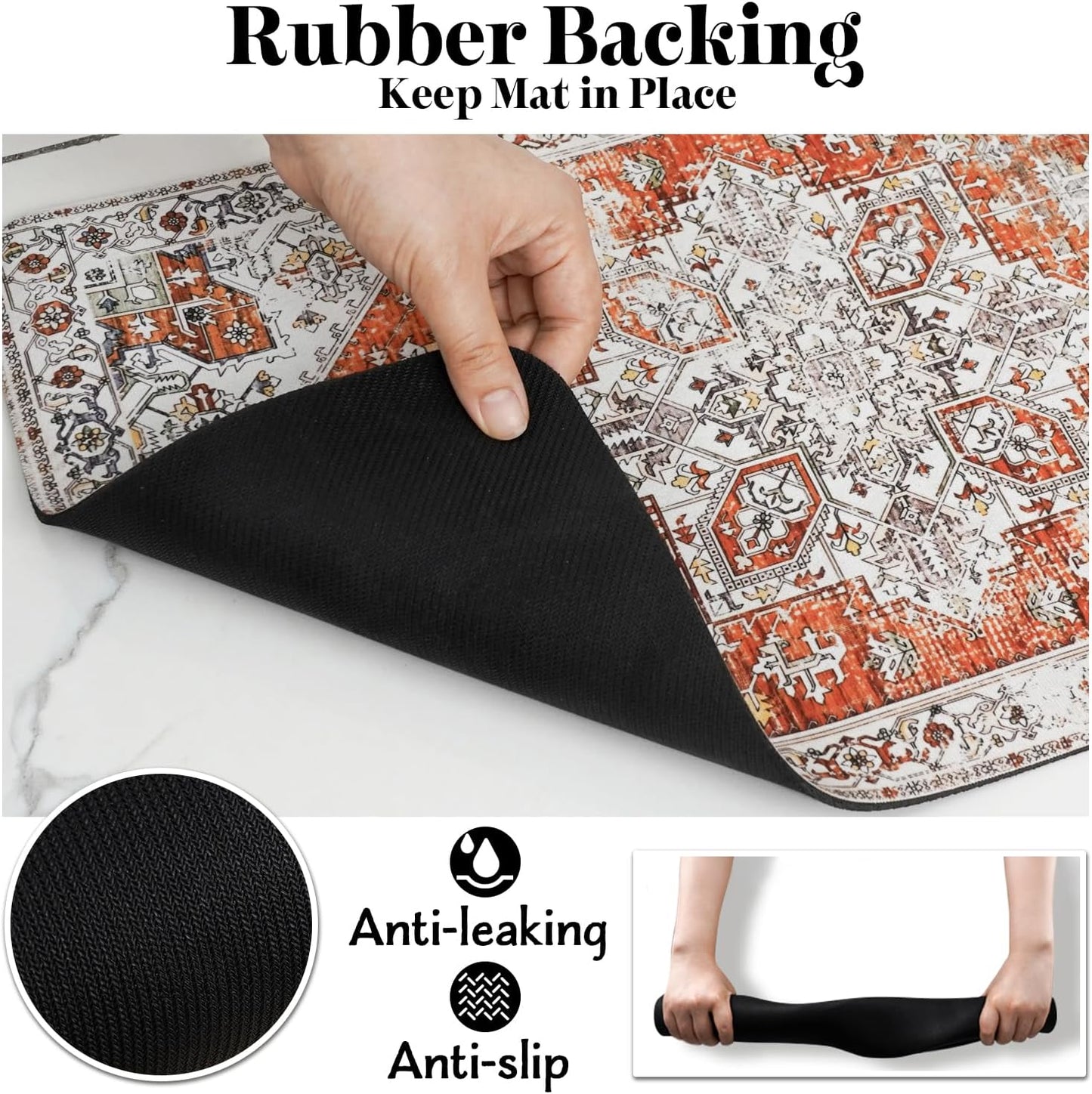 Dog Food Mats for Floors, Absorbent Quick Dry Pet Cat Food Mat, Dog Bowl Mats for Food and Water Dispenser Mat, Eco-Friendly Dog Accessories Pet Supplies 16""x24"", Vintage Orange