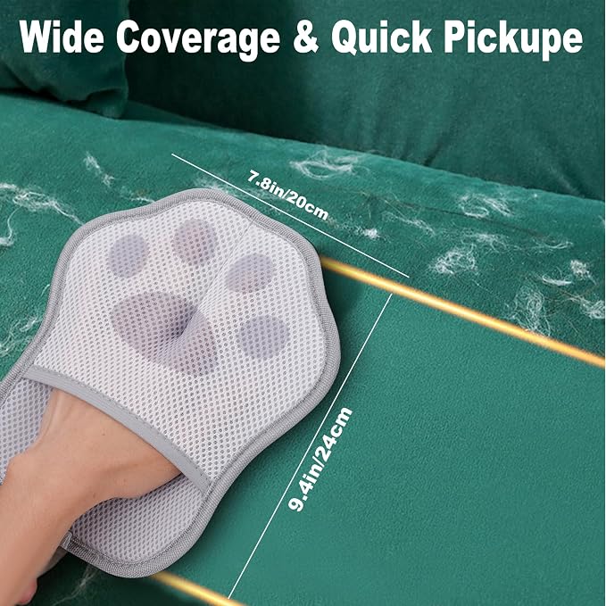 Pet Hair Removal Glove for Cats & Dogs, Reusable Electrostatic Pet Hair Remover Tool, Lint Brush for Couch, Clothing, Carpet, Car Seat