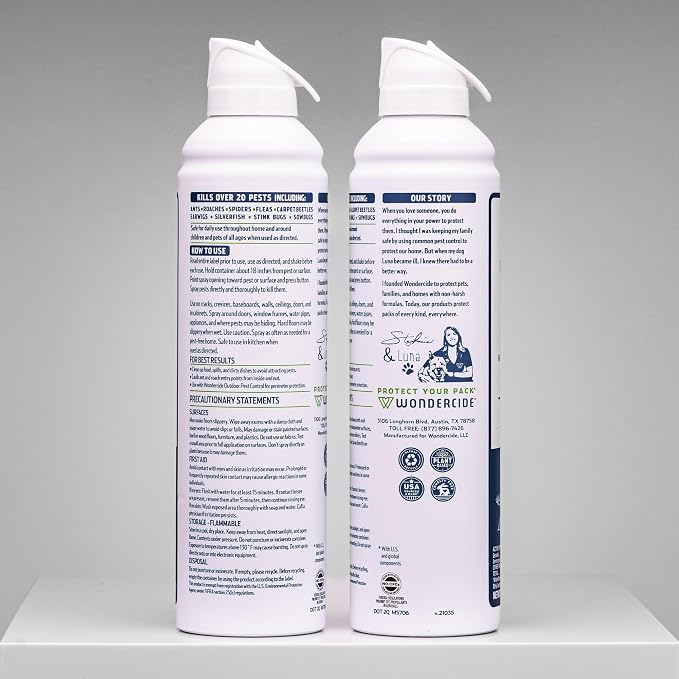 Wondercide - Ant & Roach Aerosol Spray for Kitchen, Home, and Indoor Areas - Ant, Roach, Spider, Flea, Stink Bug Killer with Natural Essential Oils - Pet Safe - 10 oz 2-Pack
