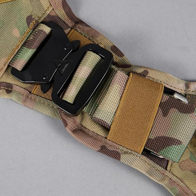 WOLFpak Tactical Dog Vest Harness No Pull Breathable MOLLE(Camo, X-Large) | Dual Grab Handles, 1000D Nylon, Four-Point Adjustment, MOLLE Attachment Panels, Three Storage Pockets, Metal Alloy Buckles