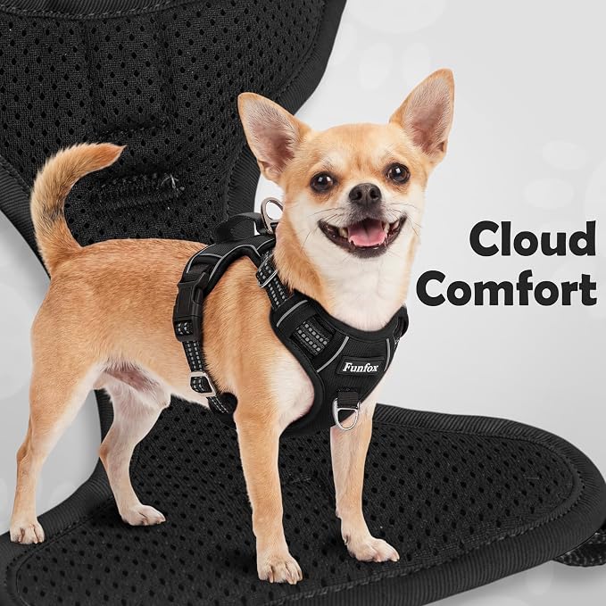 Dog Harness for X-Large Dog No Pull, Adjustable Pet Vest Harness, Vertical Handle Easy Control with 2 Leash Clips, Soft Material, Reflective Safe Night Walking for X-Large Size, Black, XL
