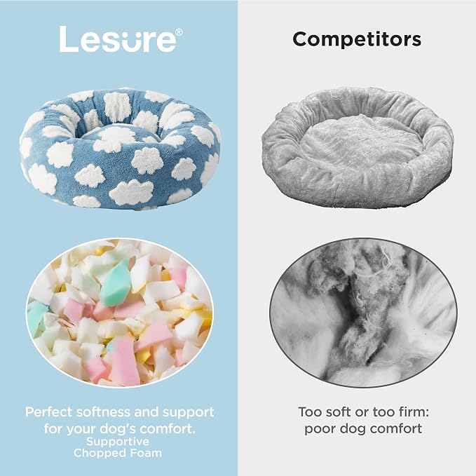 LE SURE Shown on TV Jacquard Donut Dog Beds Extra Large,Blue 42x42x9in | XL Orthopedic Calming Pet Bed Sofa, Original Design Pattern,Washable Cover, Home Decor as Gift for Pet,Anti Slip Bottom