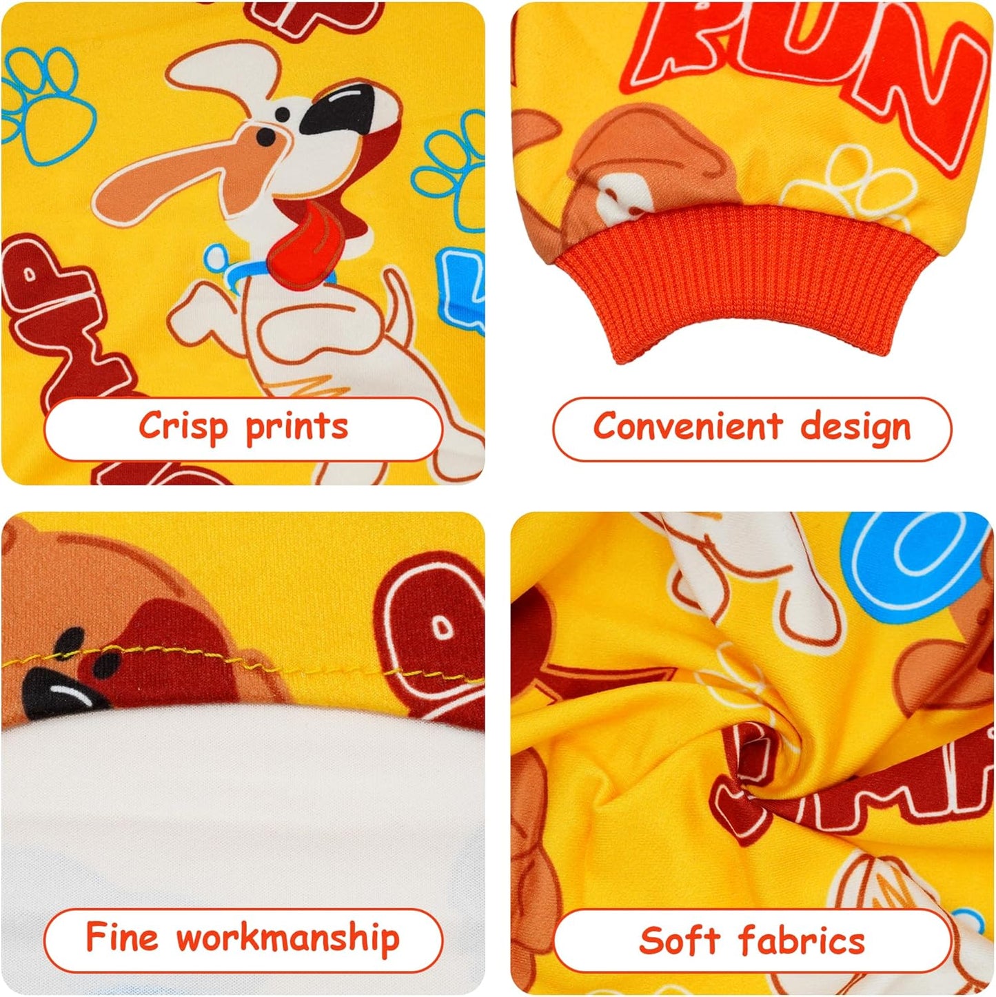 2PCS Dog Pajamas for Medium Sized Dog Pjs Clothes Puppy Onesies Outfits Pet Jammies Boy Girl Male Female Apparel Paw Bone Puppy Print M