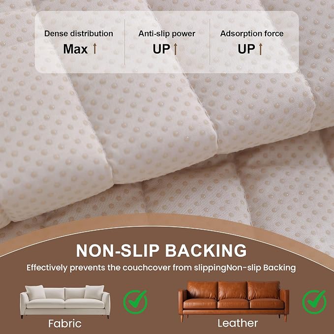 OTOB Couch Covers for Sofa Pet Friendly, Washable & Non Slip Fuzzy Dog Couch Cover Sofa Slipcovers Love Seat, Soft Plush Cozy Furniture Protector Cushion Mat, All Seasons (Khaki, 27.6" x 59.1")