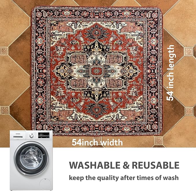 nunubaby Washable Pee Pads for Dogs, Stylish, Non-Slip and Leak-Proof Pee Pads. Reusable Potty Pads for Dogs for Crates and Floors.(Red/Rect, 54" x54" )