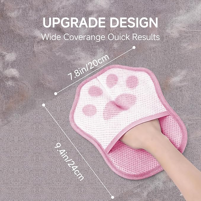 autohawj Pet Hair Removal Glove for Dogs & Cats - Electrostatic Grooming Mitt with Dual-Action Bristles | Reusable Washable Furniture Couch Car Lint Remover Tool