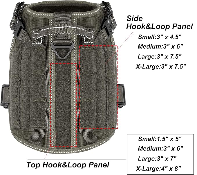 ICEFANG Tactical Dog Harness for Small Dogs,Reflective No Pull Dog Vest | with Control Handle,Adjustable,Front Hook,2 Leash Clips,Soft Padded,MOLLE Panel,Green,Small