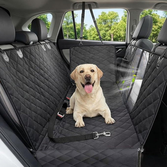 Victoper Dog Car Seat Cover, 600D Heavy Dute Car Seat Cover for Dogs Pets, 100% Waterproof Anti-Scratch Nonslip Dog Hammock for Cars, Seat Covers Protector with Seatbelt for Sedan SUV Truck XL Black