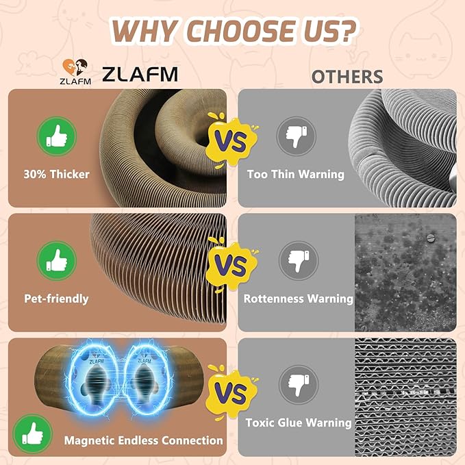 Magnetic Magic Organ Cat Scratcher Toy, Extra-Thick & Large Connectable Cardboard Scratching Board with Bell Ball, Interactive Enrichment Toy for Indoor Cats & Kittens (3 Pack)