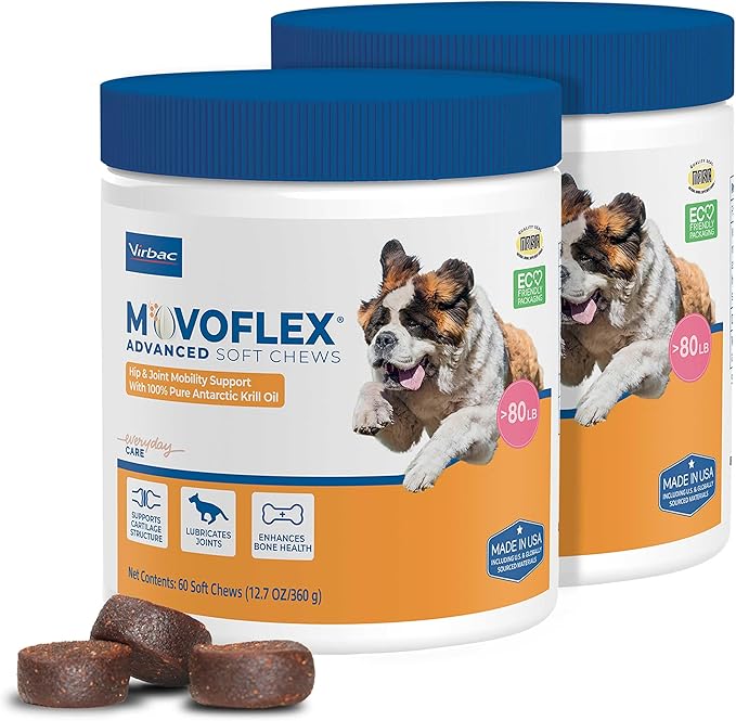MOVOFLEX Advanced Soft Chews Hip and Joint Support Supplement for Large Dogs 120 Count by Virbac