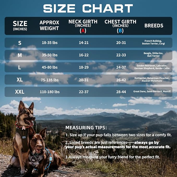 Auroth Tactical Harness for Large Dogs No Pull Adjustable Pet Harness Reflective K9 Working Training Easy Control Pet Vest Military Service Dog Harnesses Black L