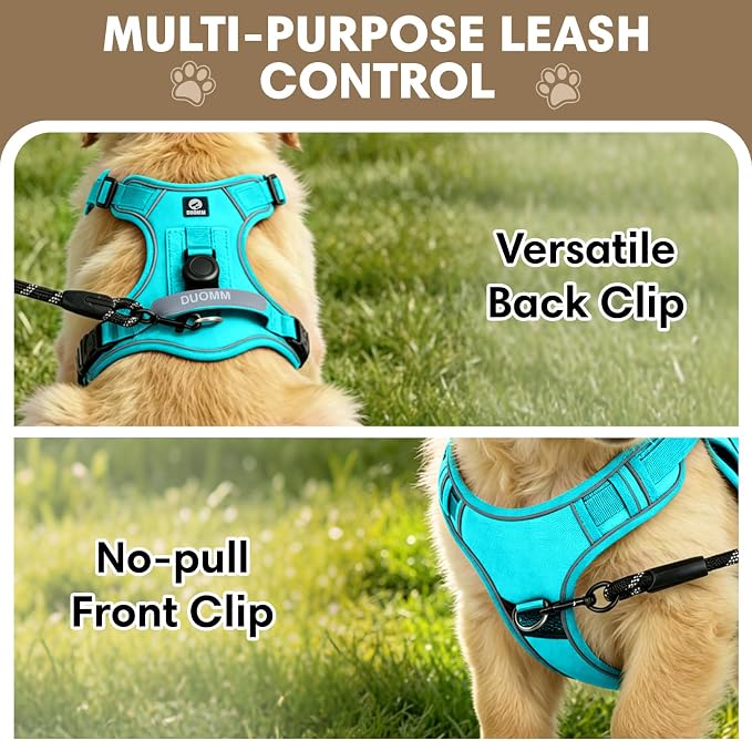 YooxArmor No Pull Tactical Dog Harness and Leash Set for Small Dogs,Blue | Adjustable Pet Vest Harness, Reflective Easy Control for Night Walking Training