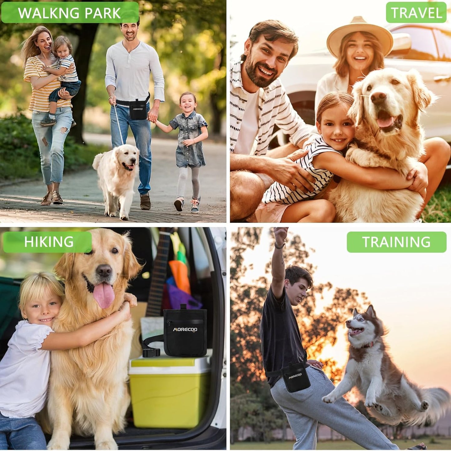 SZO Dog Treat Pouch with Magnetic Closure, Treat Pouches for Pet Training, Dog Training Treat Bag with Belt 3 Ways to Wear Dog Treat Carrie,Hands-Free Training - Black