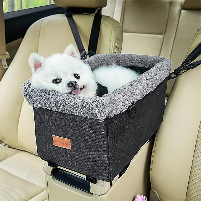 BurgeonNest Center Console Dog Car Seat for Small Dogs up to 11 lbs (Large)