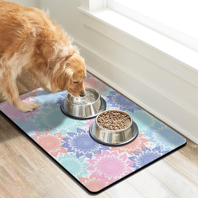 Pet Feeding Mat for Floors Waterproof Dog Mat for Food and Water Absorbent Quick Dry Non Slip mat for Cat Bowls
