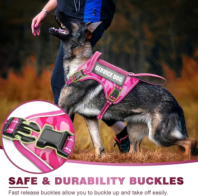 Tactical Dog Harness, No Pull Dog Harness for Medium Large Dogs with Handle & Molle, Military Service Dog Vest Harness in Training Pet Harness for Small Dogs