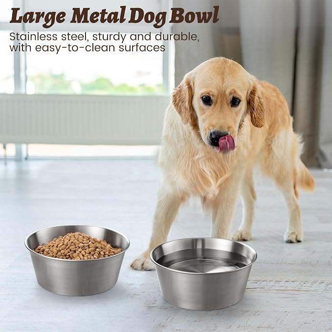 Heavy-Duty Stainless Steel Dog Bowl - Food Grade 304, Rustproof & BPA Free - Easy to Clean, Dishwasher Safe -Large (64oz, 8 Cups) Sizes for Dogs 80-110lbs