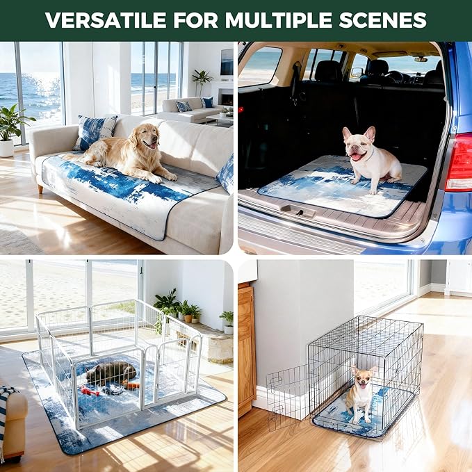 FXW Washable Pee Pads for Dogs, Puppy Pads with Super Absorbent, Specifically Designed for Rollick/Homeplus 24inch 8 Panels Dog Playpen, 63" Square, Tie-Dye Blue, 1 Pack