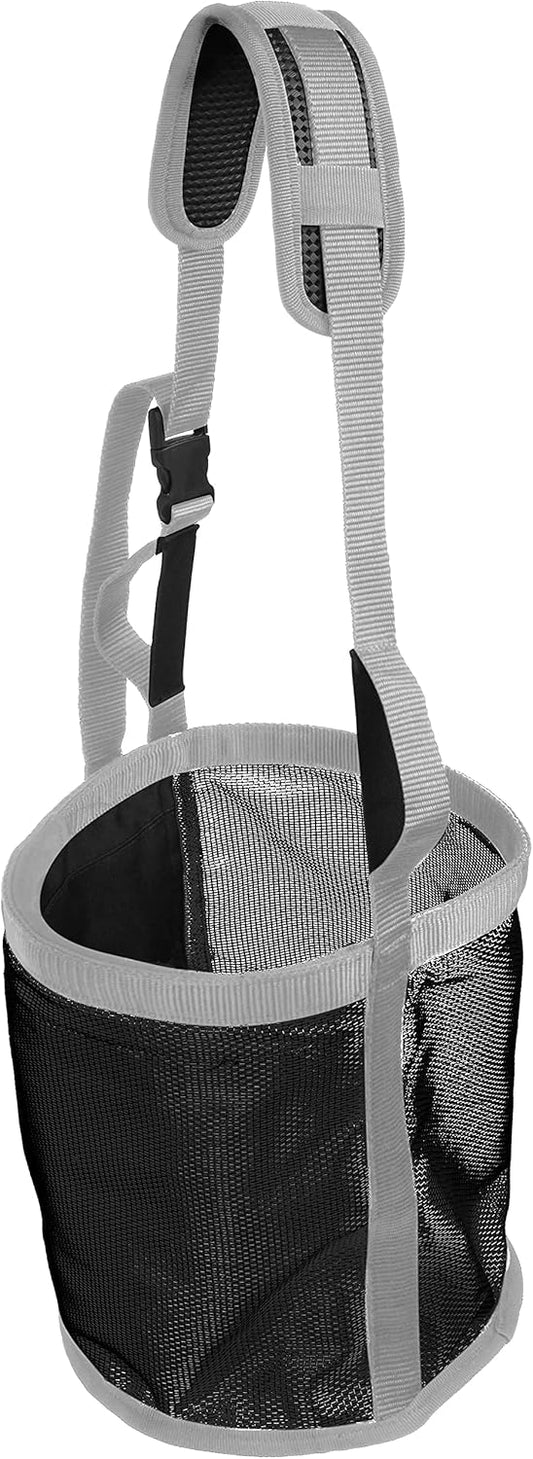 Majestic Ally Horse Feed Bag, Heavy Duty Nylon Mesh Grain Feed Bag, Adjustable Strap with Durable Snap and Elastic Straps, Comfort Neck Pad and Nose Pad- Large (Full, Black)