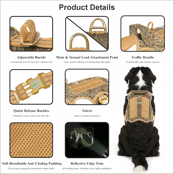 Homapet. Tactical Dog Harness with Dual Leash Attachment Points, Adjustable and Reflective Military Grade Dog Vest with Comfort Control Handle (Duck Hunt-M)