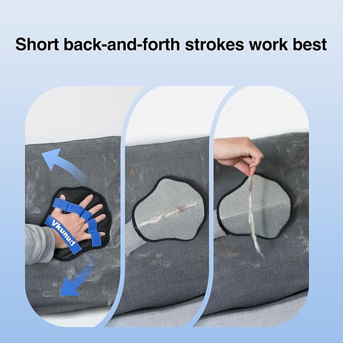 Vknund Pet Hair Removal Glove for Dogs & Cats, Electrostatic Pet Hair Remover Glove for Couch, Clothes, Carpet, and Car Seats, Reusable Magic Brush Pet Hair