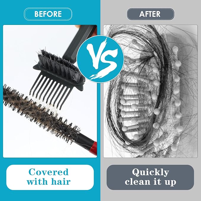 2-in-1 Hair Brush Cleaner Tool Comb Cleaners Portable Hair Brush Cleaning Rake Hairbrush Cleaner Solution with Pick Bristles for Effortlessly Removes Home Salon Travel Use