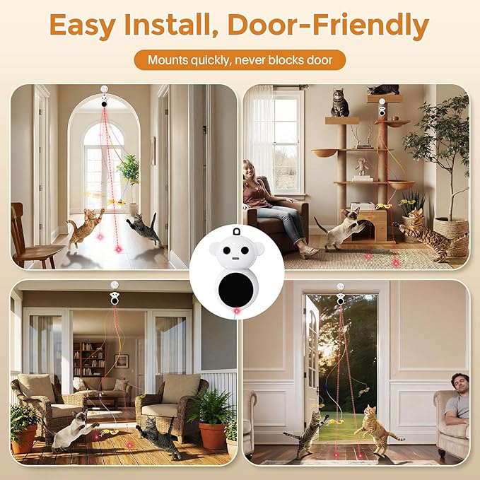 Interactive Cat Toys for Indoor Cats - 2 in 1 Automatic Cat Toy with Flying Bird，Smart Moving Wand Toy with 2 Modes, Auto On/Off Hanging Safe Toys for Bored Kitten & Adult Cats (Green)