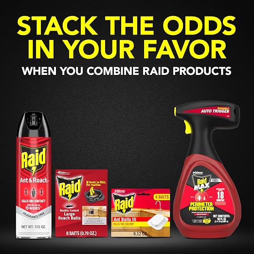 Raid Ant Killer Baits, for Household Use, Kills the Colony, Kills Ants for 3 Months, Child Resistant 4 Count (Pack of 12)