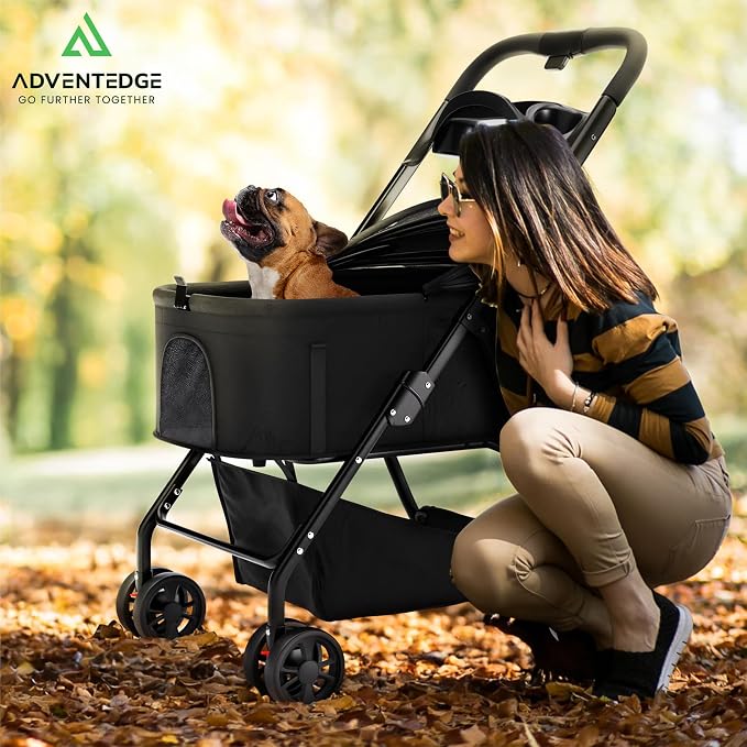 Pet Stroller 3 in 1 Foldable Dog Stroller, Cat Strollers, Foldable pet Strollers & Cat Carrier, Pet Carrier, Lightweight with Cup Holder, Waterproof & Breathable Mesh Canopy
