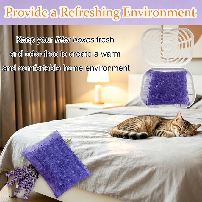 12 Packs Cat Litter Deodorizer Refills Compatible with Whisker OdorTrap Pod | Odor Eliminator for Self-Cleaning and Traditional Litter Boxes (Lavander)