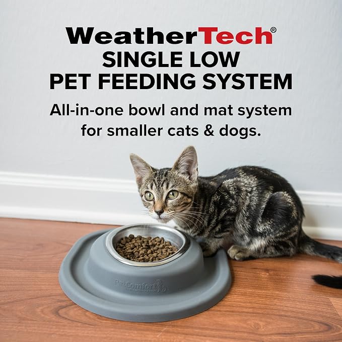 WeatherTech Single Low Pet Feeding System - Heavy-Duty Dog & Cat Food/Water Bowl - 96 oz (12 Cups) Tan (SL9603TN)