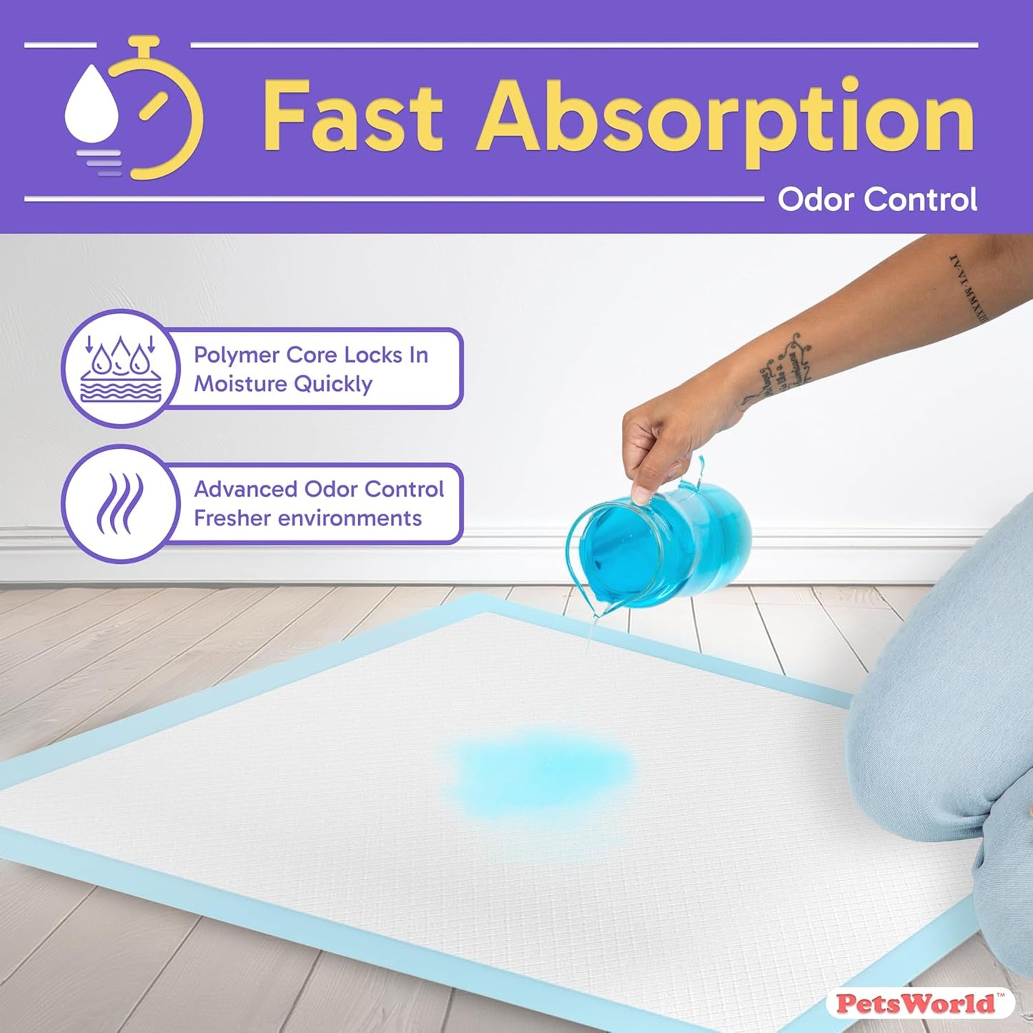 PETSWORLD Puppy Pads, 23x36 Inch, 600 Count - Puppy Pee Pads for Dogs, Tear Resistant, Economy Value, Super-Absorbent Polymer Gel Core, Perfect for Puppies, Smaller Dogs