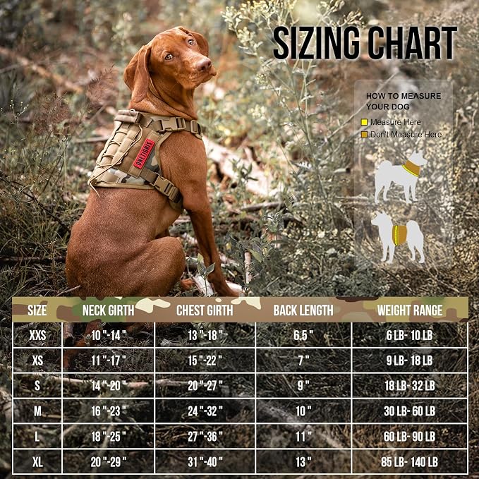 OneTigris Tactical Dog Harness with Handle No-Pull Adjustable for Large Dog | Military 1000D Pullable Nylon, Service Dog Vest with Hook & Loop Panels, Easy On & Off for Walking Hiking Training Camo XL
