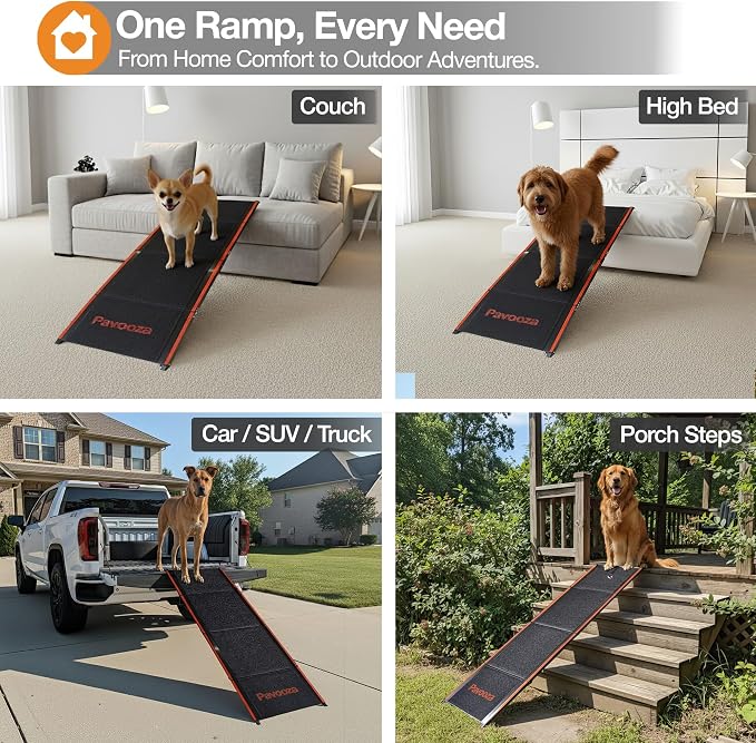 Extra Wide Folding Dog Ramp for Car SUV Truck, Glow Edges, 250 lbs