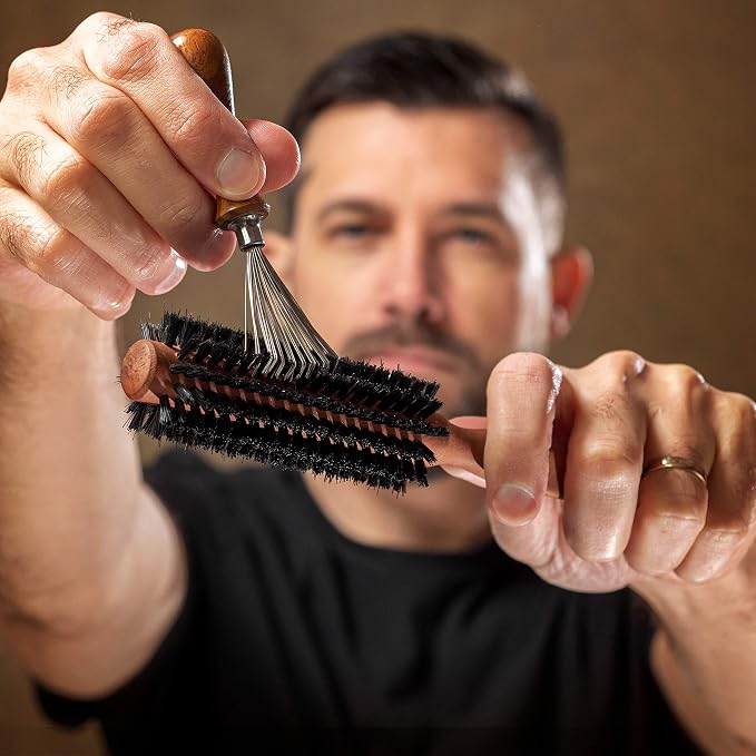 ZilberHaar Brush Cleaner - Beard and Hair Brush Cleaner Tool - Hand-Made Natural Hairbrush Cleaner Tool - 4.3 Inches Long and 1.9 Inches Wide at Rake End